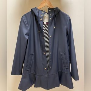 Kate Spade Flounce Hem Trench (Navy)